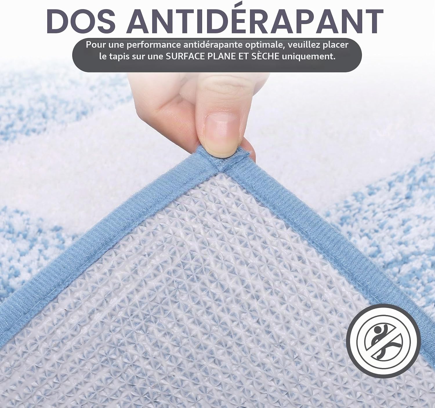 Detalle de Enyhom CKJBbathmat badmatset, microvezel, blauw, antislip, 45 x 65 + 45 x 120 cm