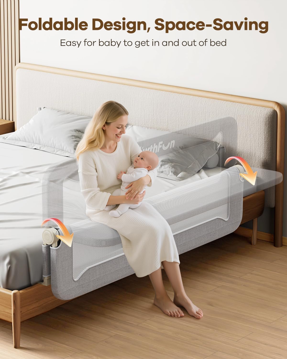 Thumbnail 4 de GrowthFun YRWL3001 59-Inch Toddler Bed Rail, Foldable Steel Frame