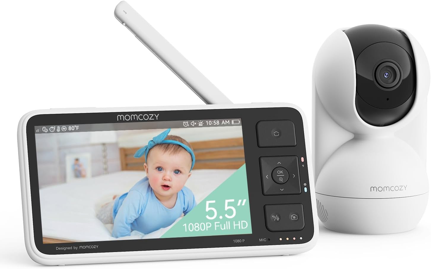 Detalle de Momcozy BM03 Upgrade: 1080p Babyphone ohne WLAN mit Kamera, 5,5-Zoll Display
