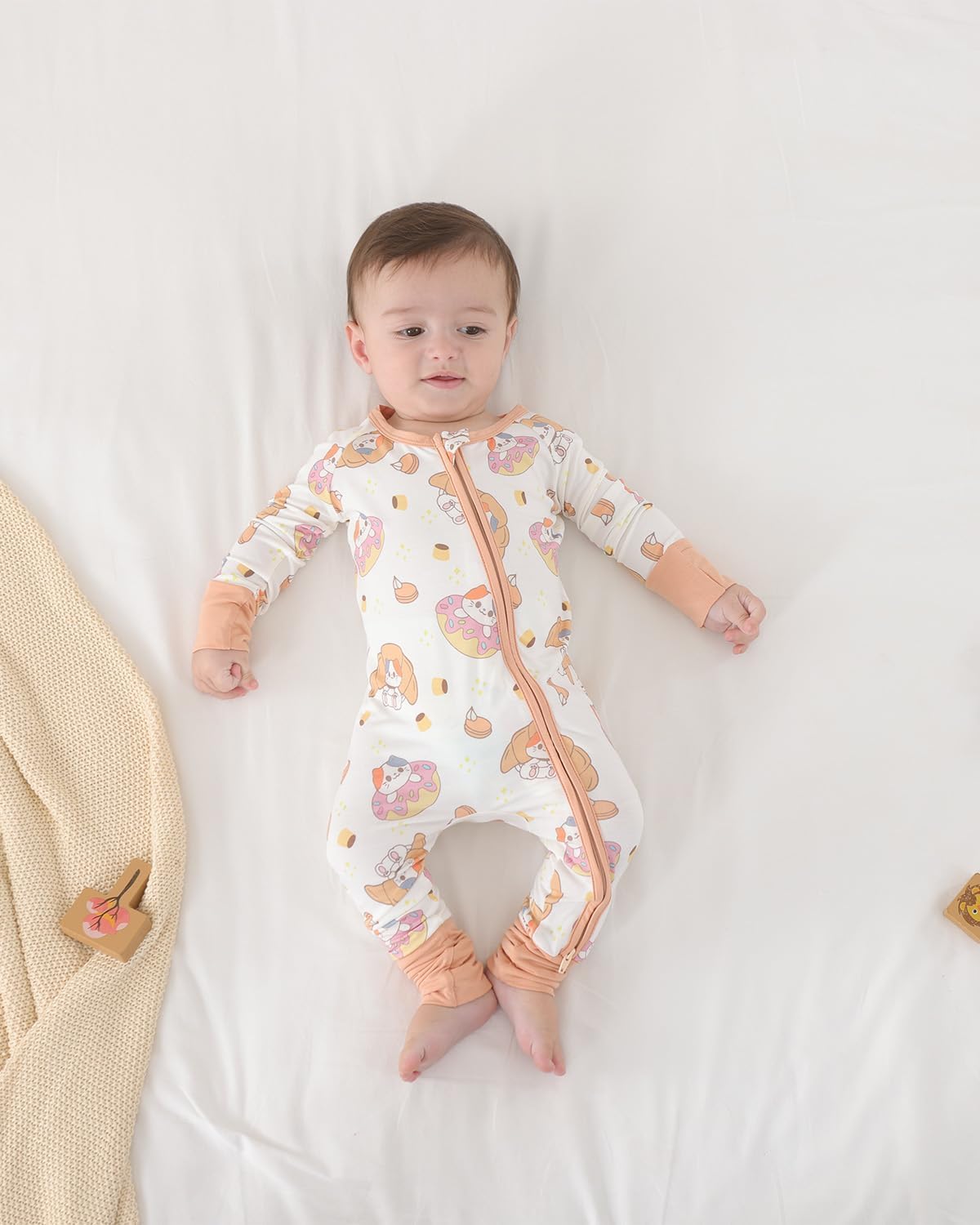 Detalle 2 de GUISBY Baby Footless Pajamas, NB-2T, Rayon of Bamboo, 2-Way Zipper & Fold-Over Mittens