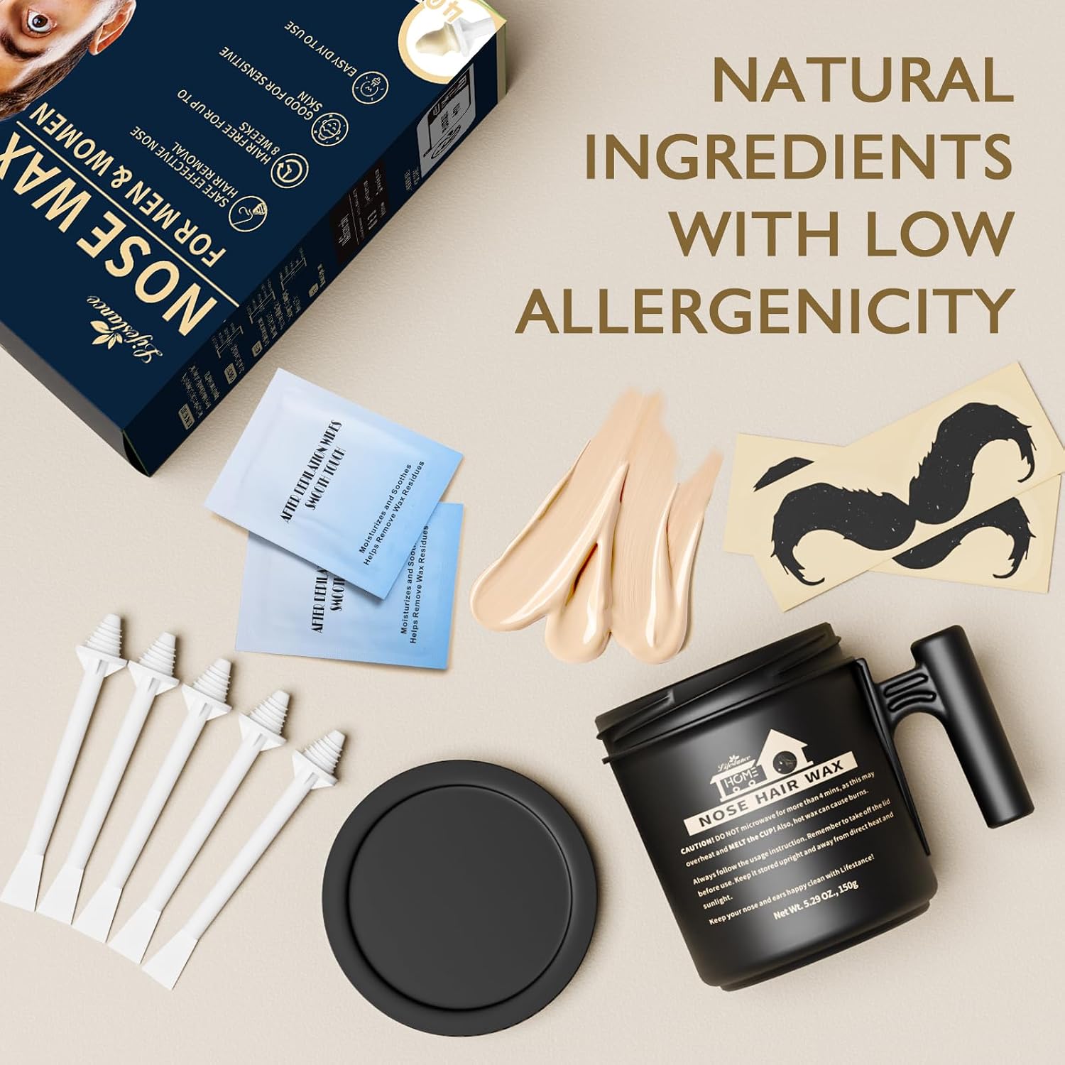 Thumbnail 6 de Lifestance Neuswax Kit 1 voor neushaar met 150 g wax en 40 applicators