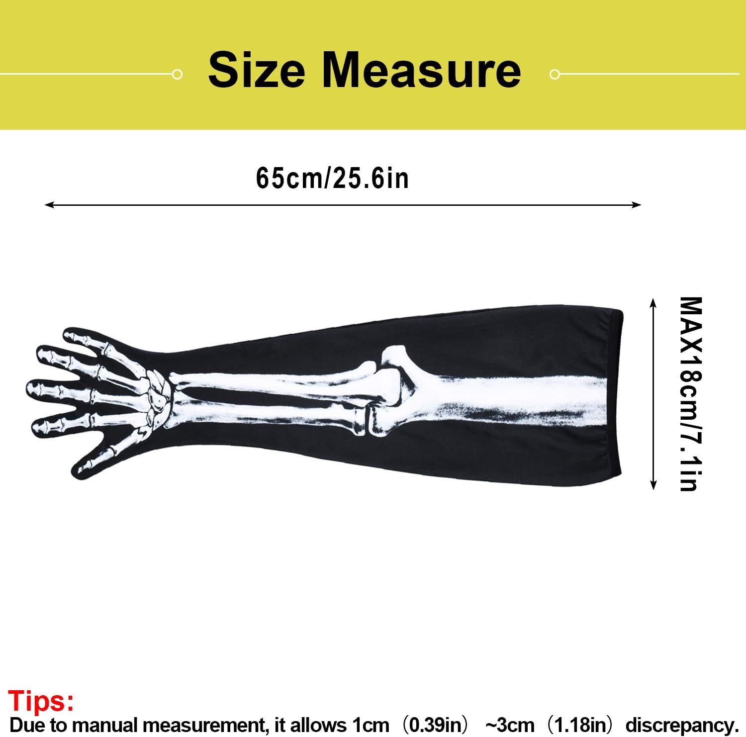Detalle 2 de WTACTFUL Skeleton Gloves, 3D Skull Print Long-Arm Halloween Costume