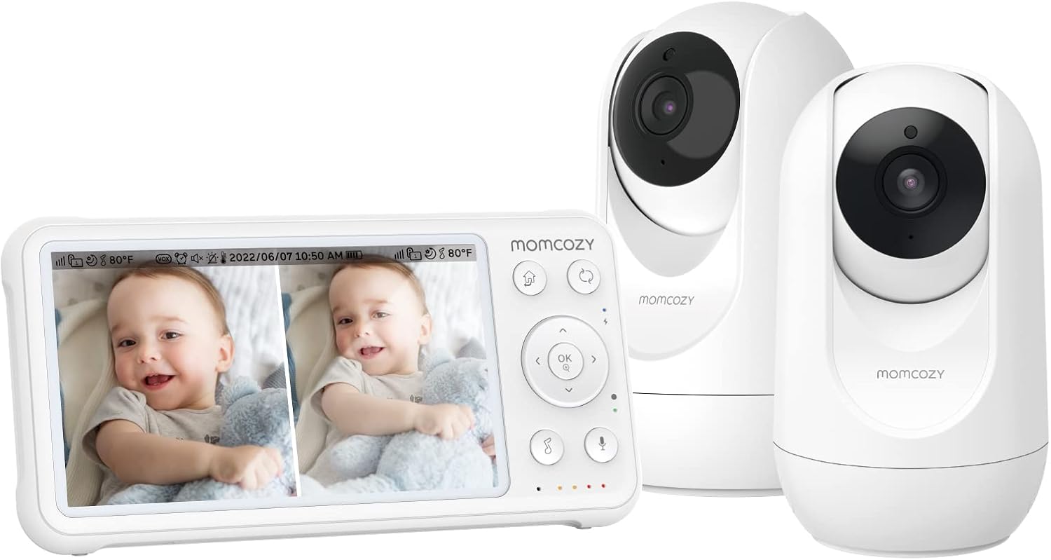 Imagen de momcozy Baby Monitor with 2 Cameras: 5-Inch 1080P Split Screen, No WiFi, 5000mAh Battery en OfertitasTOP