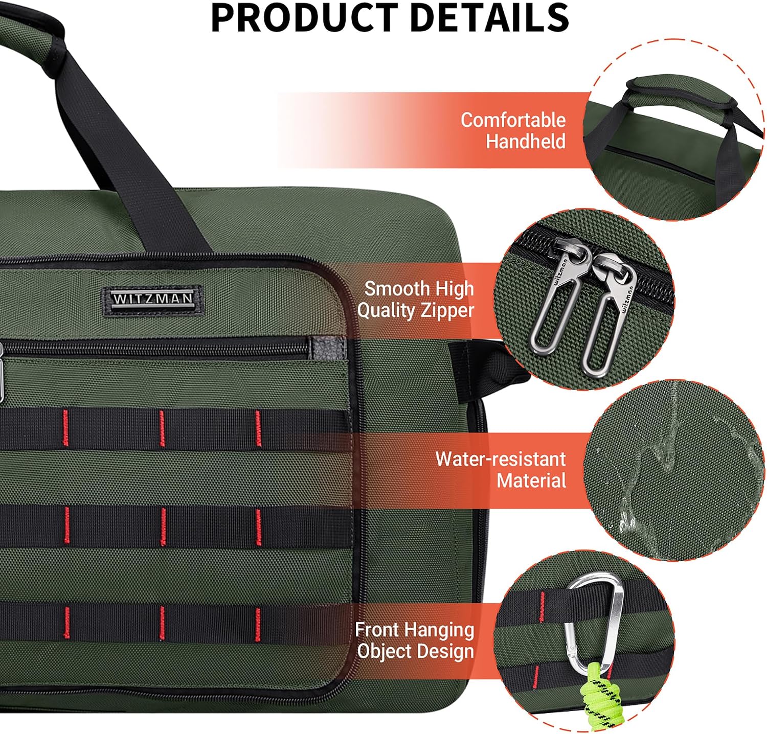 Thumbnail 6 de WITZMAN Foldable Duffle Bag 65L (B697 Army Green) with Shoe Compartment