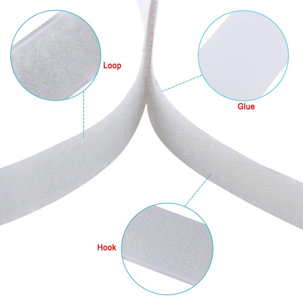 Detalle de Vicloon Scratch Autocollant Double Face 20 mm x 10 m : rubans auto-agrippants (blanc) pour bricolage et cadre photo