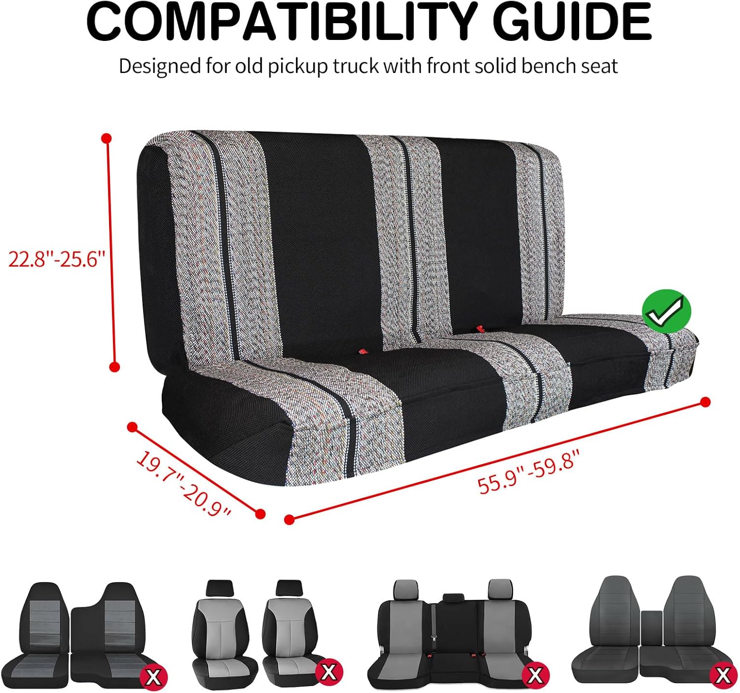Thumbnail 2 de Leader Accessories Saddle Blanket Black Seat Protector for Full-Size Bench Seats