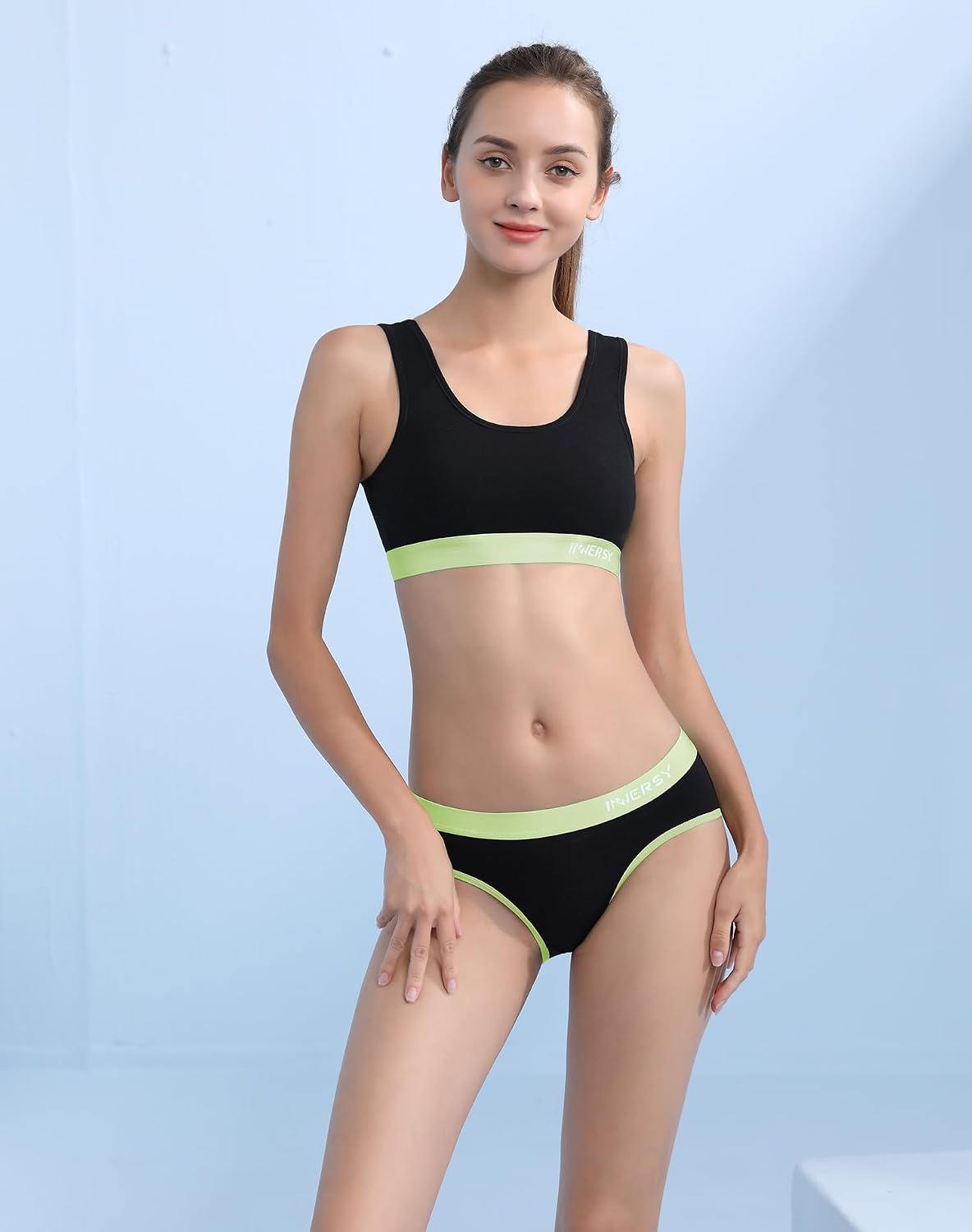 Detalle 2 de INNERSY Unterhosen Teenager Mädchen (8–16) Baumwolle im 6er-Pack – weiche Slips für Alltag & Sport