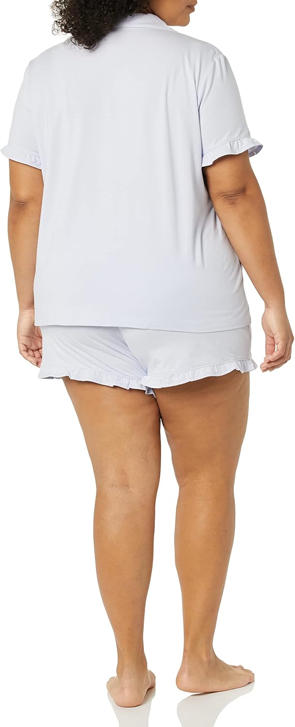 Thumbnail 3 de Amazon Essentials Damen Pyjama-Set aus Baumwollmodal mit Paspelierung & gekerbtem Kragen (Übergröße)