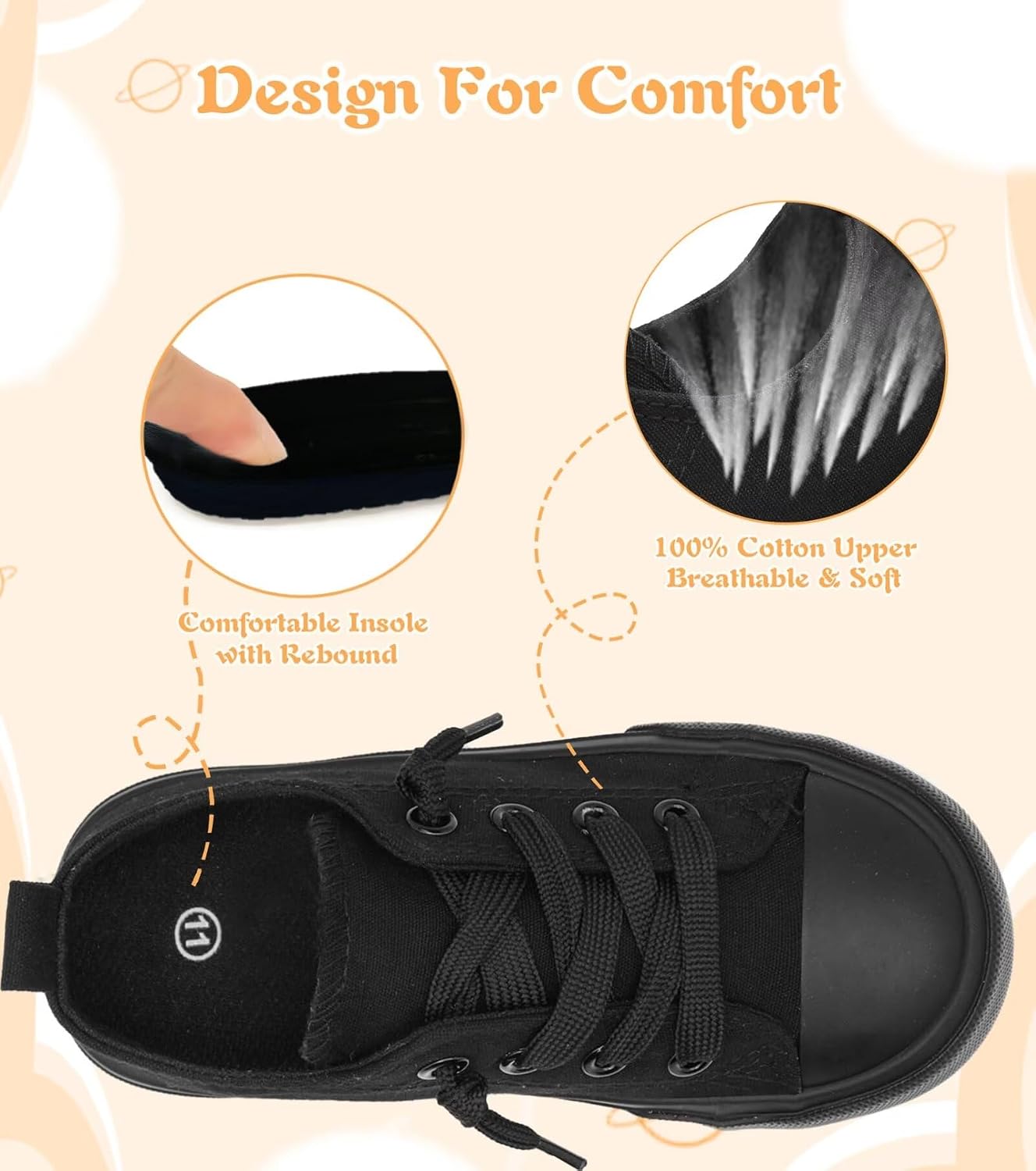 Detalle 2 de Cofopo Toddler Canvas Slip-On Sneakers with Cushioned Insoles