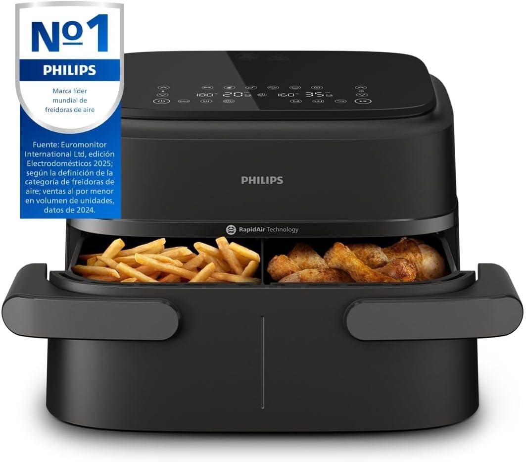Detalle 2 de Philips Dual Basket Airfryer Serie 1000 🍟 Cocina saludable y rápida