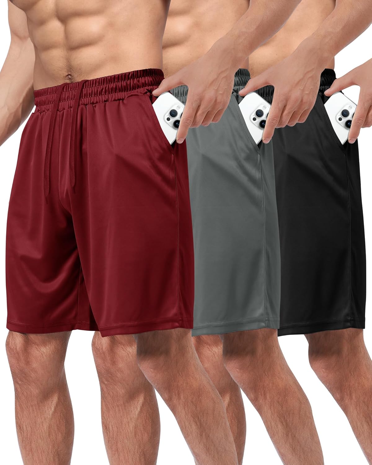 Thumbnail 6 de 3 Pack Gym Basketball Mens Shorts 3XL athletic shorts