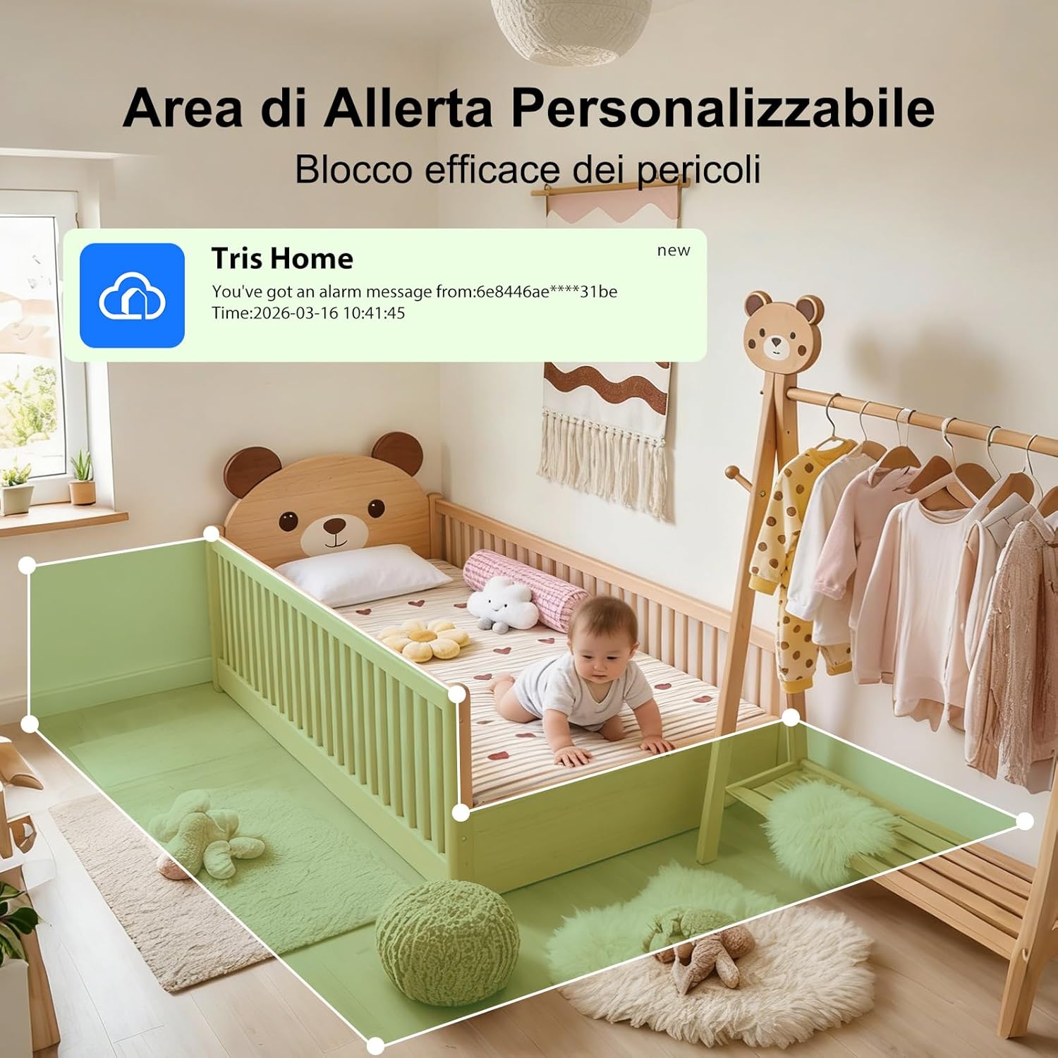 Thumbnail 5 de CiKiKWXO CiKiKWXO Telecamera WiFi interna 2K 2.4/5 GHz con PTZ 355°/90°, baby monitor e visione notturna