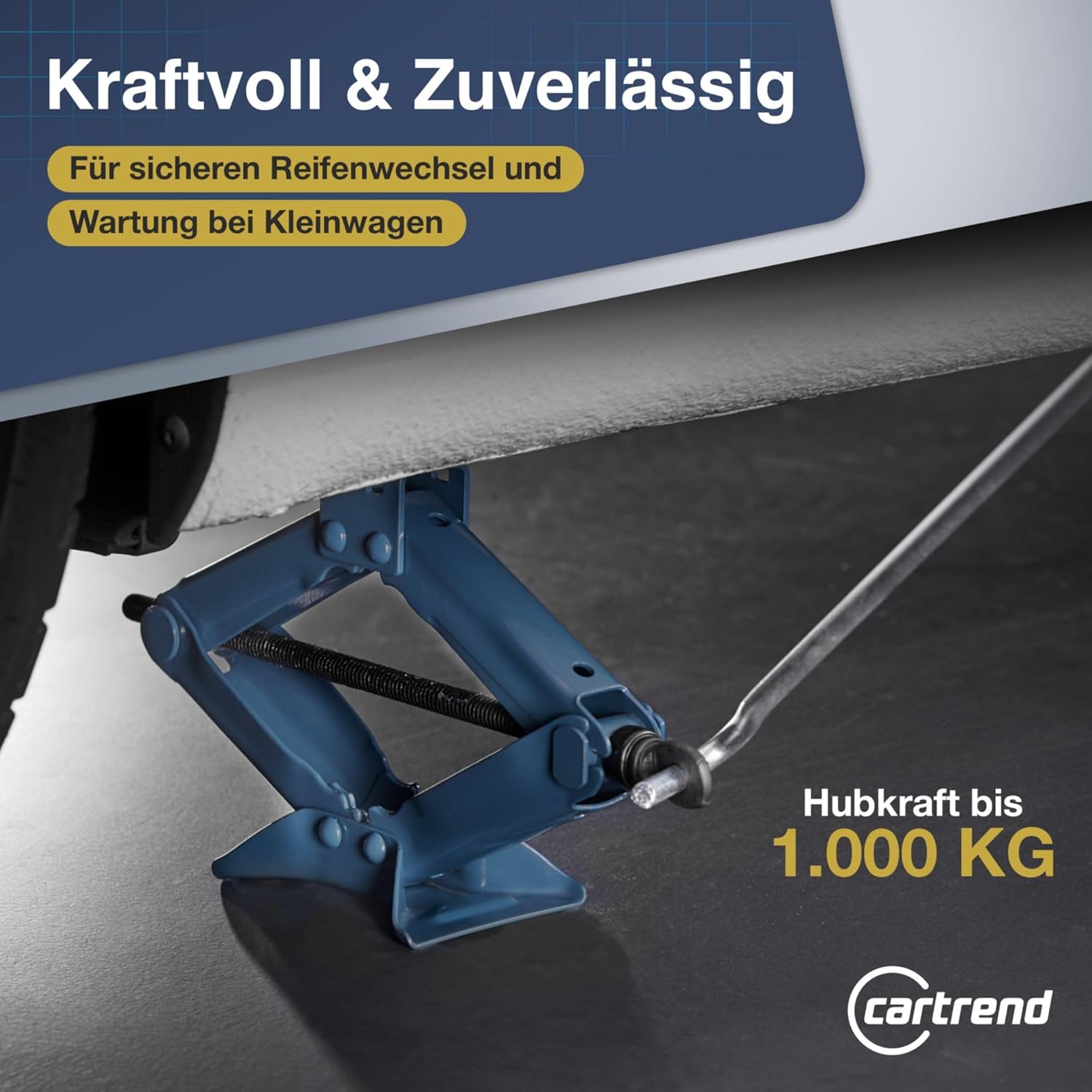 Detalle de Cartrend Scherenwagenheber – Tragkraft bis 1000 kg aus Qualitätsstahl
