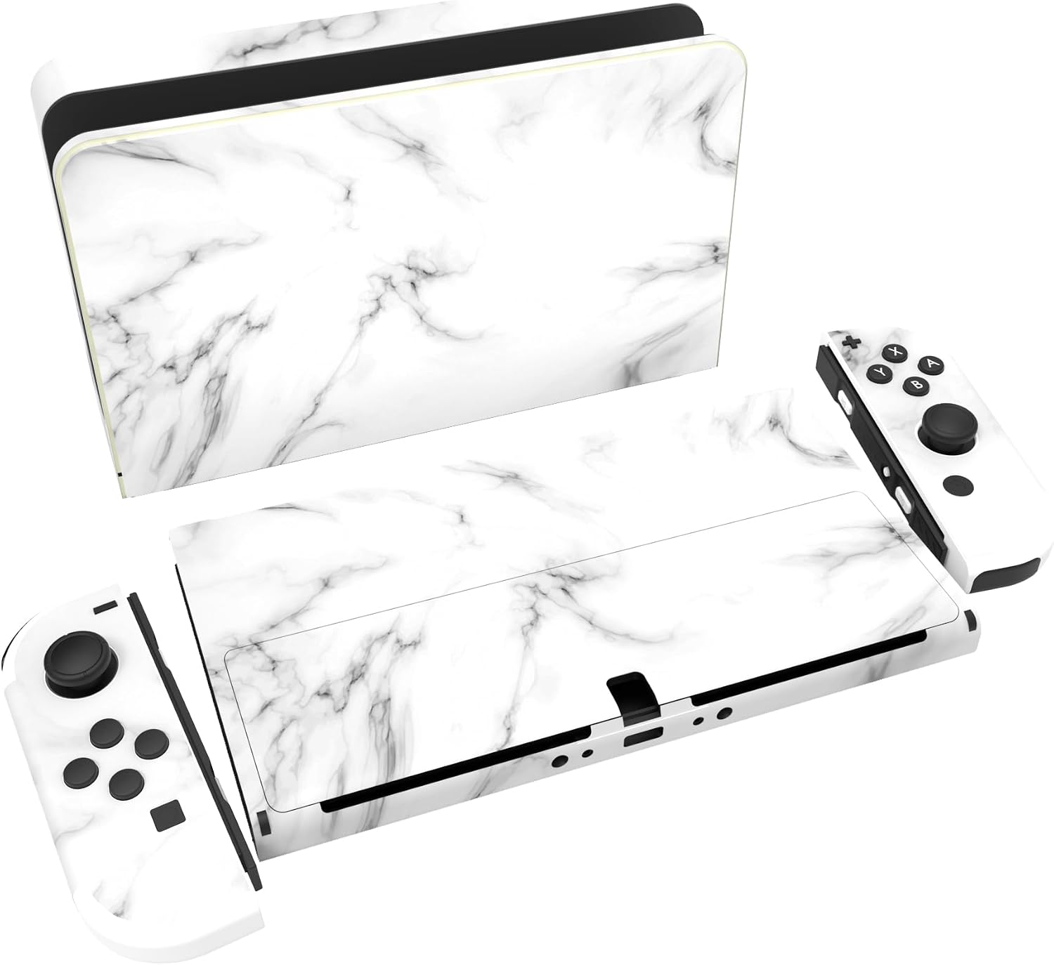 Detalle de PlayVital Autocollant Switch OLED Sticker Marbre Blanc