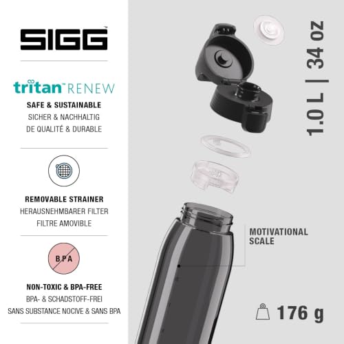 Thumbnail 2 de Sigg Tritan Trinkflasche Total Color ONE Anthracite – 1L, auslaufsicher, spülmaschinenfest