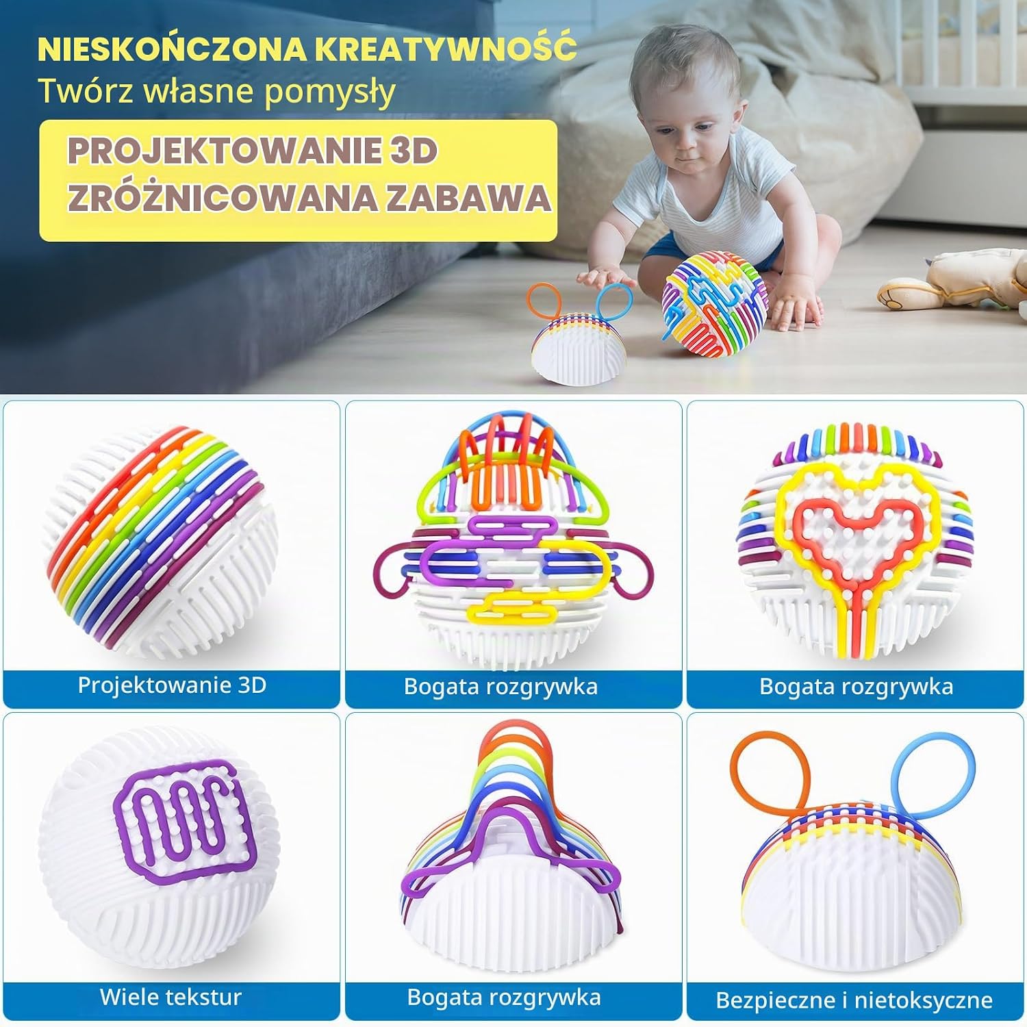 Detalle 2 de InemzTal TOY22 – silikonowa zabawka sensoryczna z 16 drążkami do liczenia