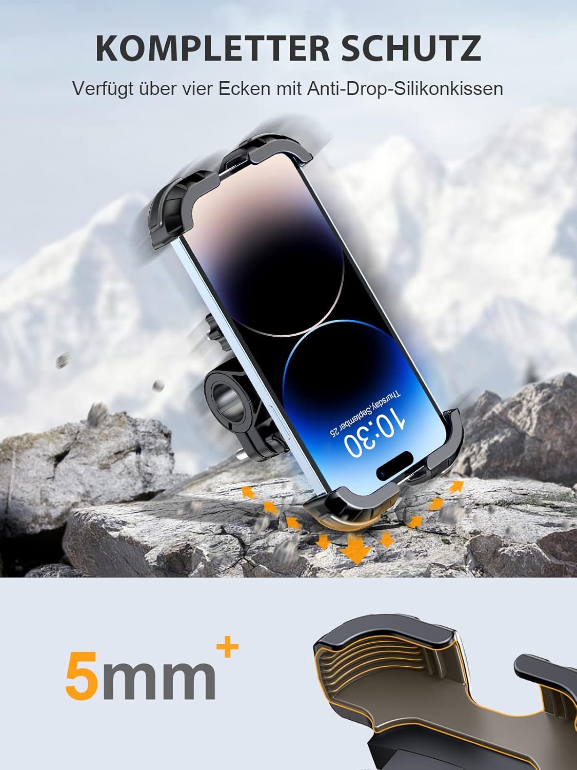 Thumbnail 1 de CIRYCASE Handyhalterung Fahrrad für 4,7–6,8 Zoll: 360° drehbar, Anti-Vibration & Lenker-Klemme