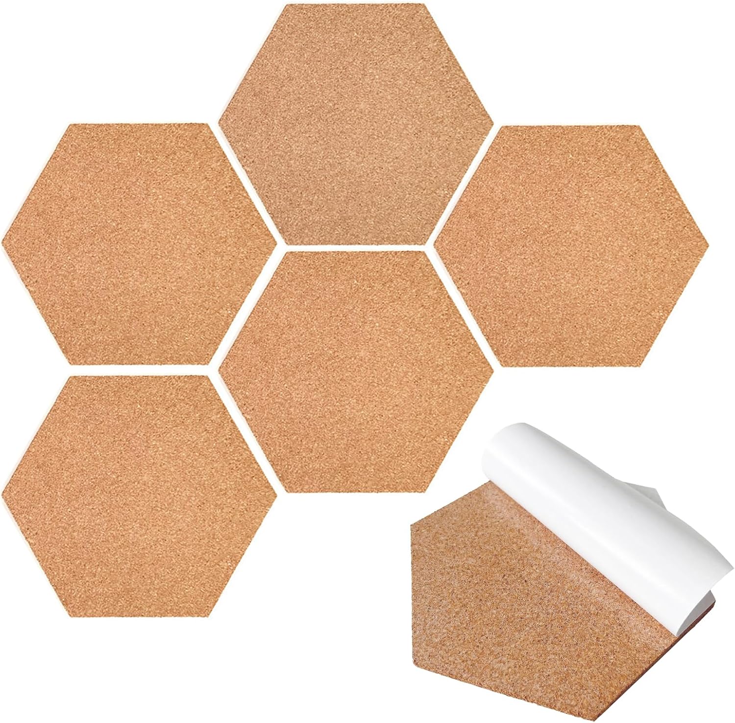 Detalle de Pinnwand Kork Selbstklebend – 6 Stück Sechseckige Korkplatten für Wandmontage