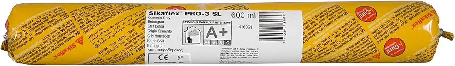 Detalle de SikaFlex PRO 3 SL Gris Béton – Mastic autonivelant pour joint de sol (600 ml)