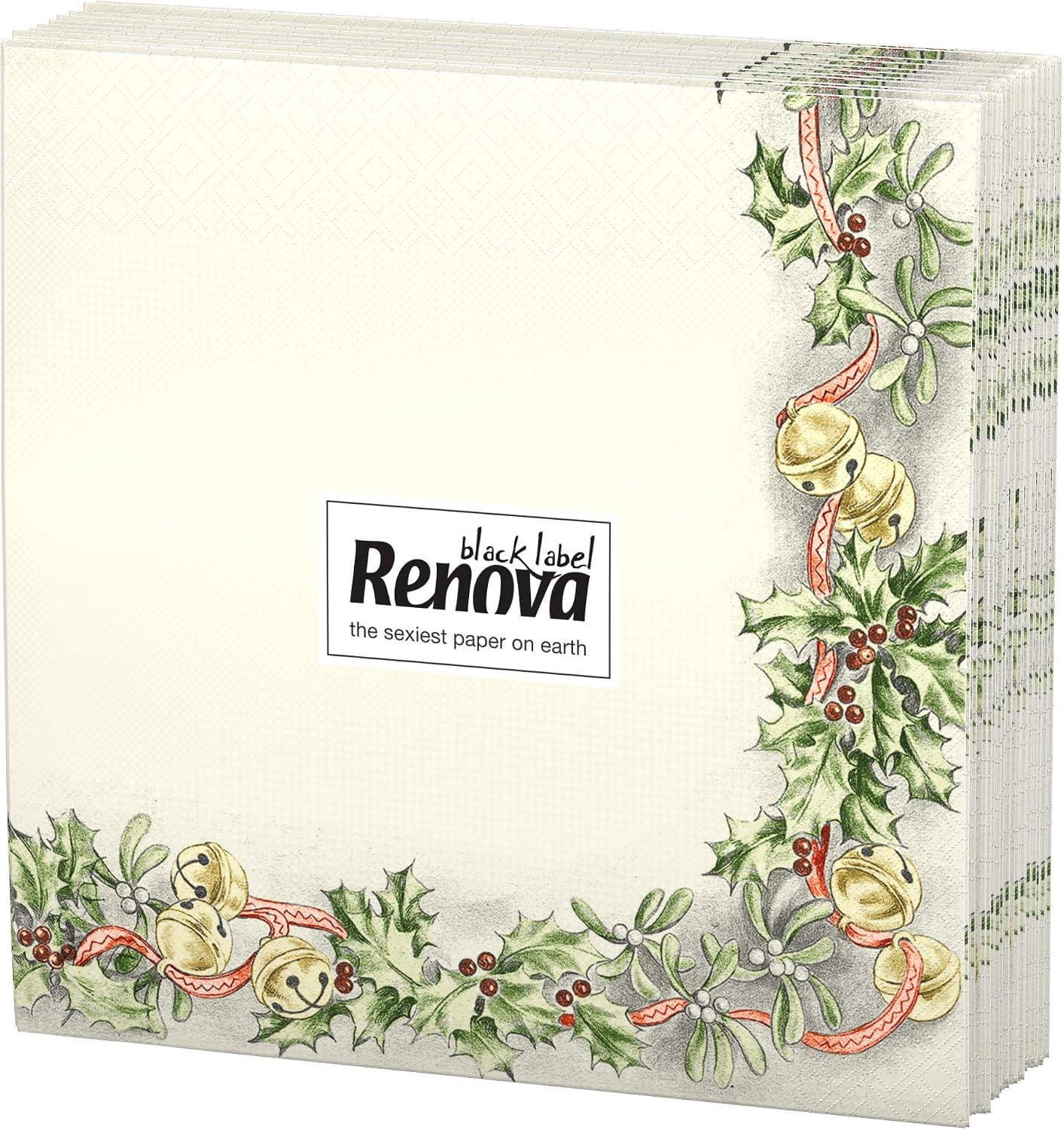 Detalle de Renova 200063495 – świąteczne serwetki papierowe, czarne, 3-warstwowe, 20 szt.