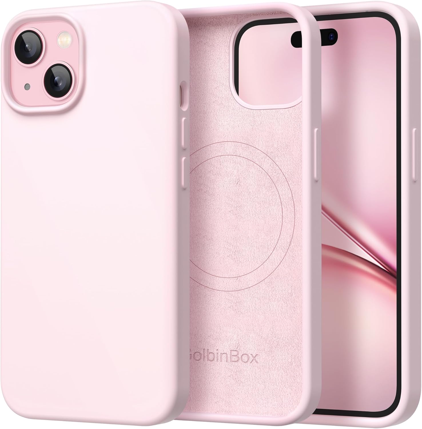 Detalle de GolbinBox Magnetic for iPhone 15 Case – Chalk Pink (MagSafe Compatible)