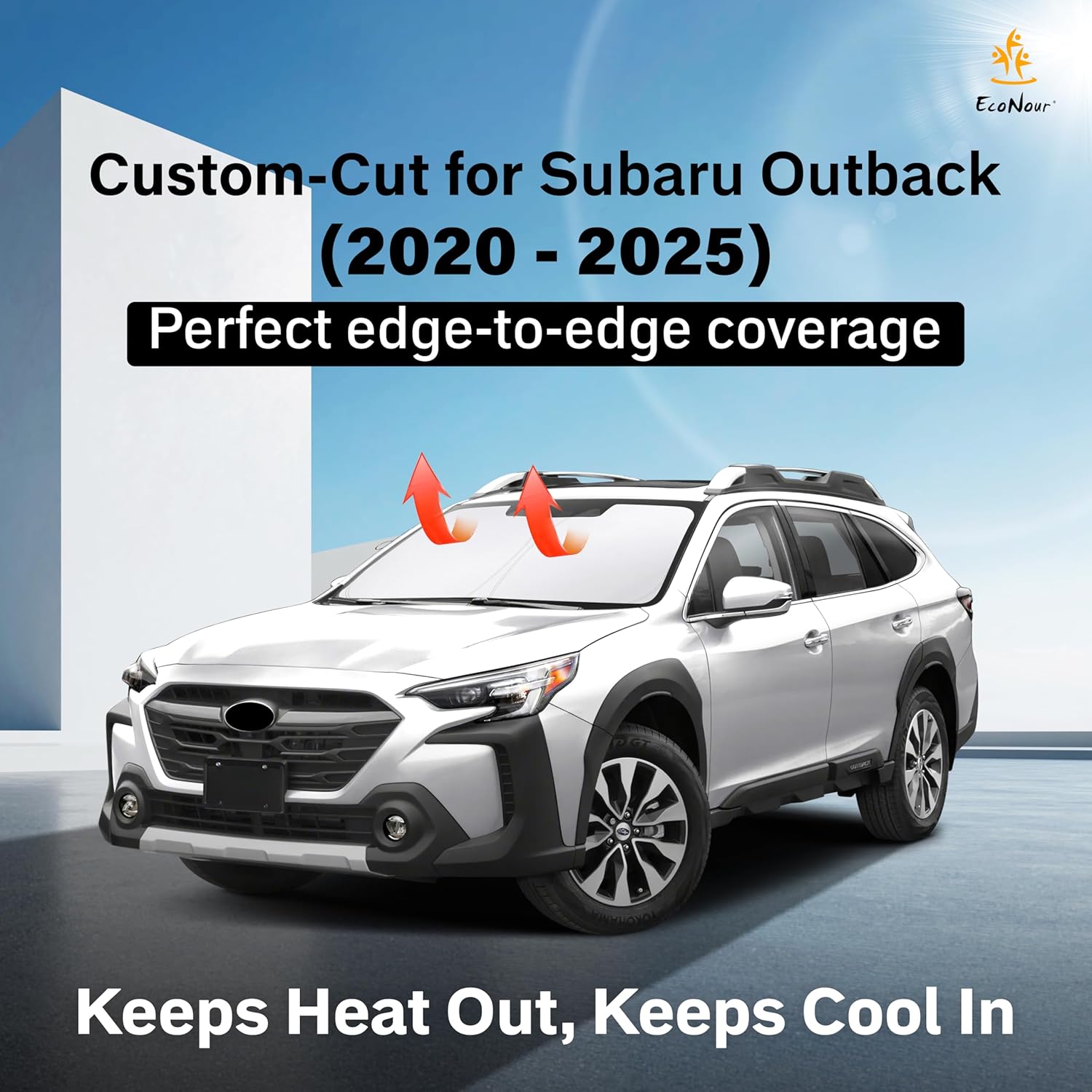 Detalle de EcoNour Windshield Sunshade for Subaru Outback (2020-2025): UV & Heat Blocking Front Window Cover