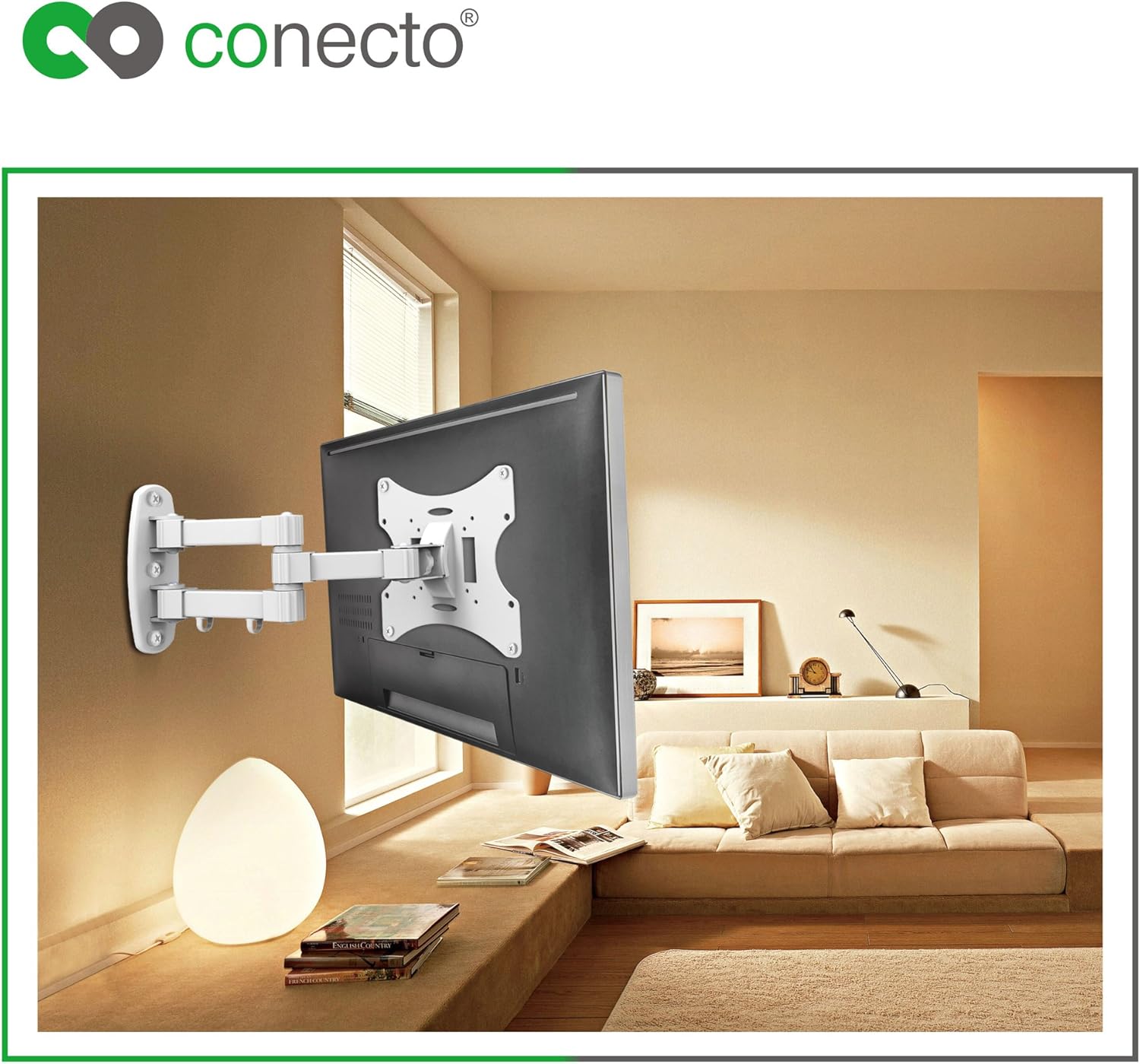 Thumbnail 5 de Connec support mural pour TV/moniteur 58-107 cm (23-42&quot,) VESA 200x200, inclinable et pivotant, blanc