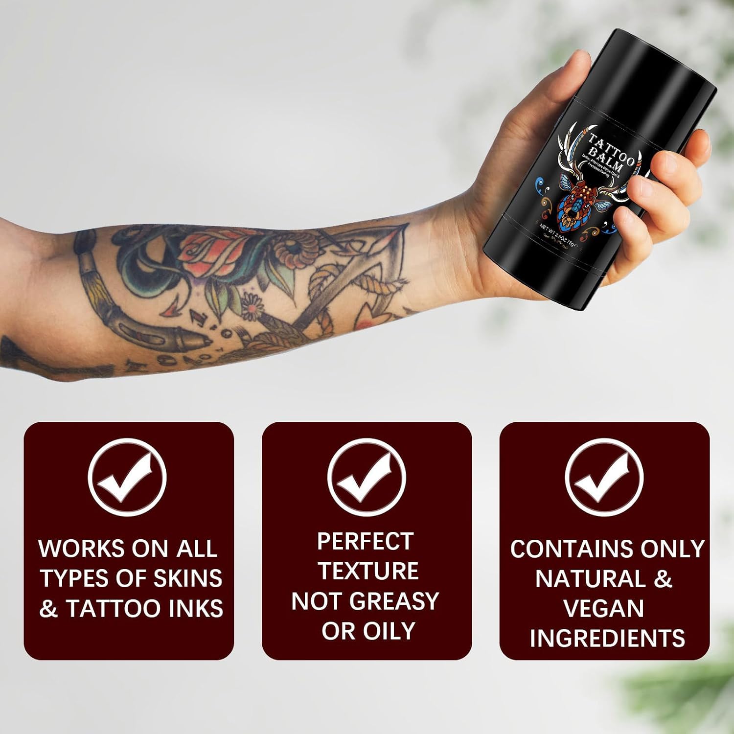 Detalle de Tattoo Aftercare Butter Balm (2.6 oz) by Old & New Tattoo — moisturizing healing balm for fresh and older tattoos