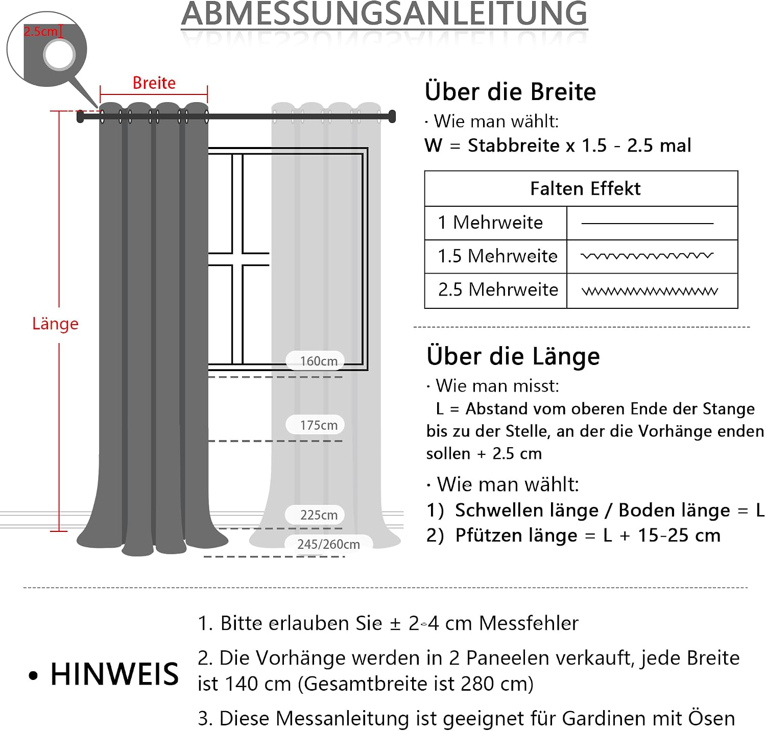 Thumbnail 5 de MYSKY HOME Gardinen Rosa Blickdichte Vorhang-Set 2er, 225 x 140 cm – Verdunkelung mit Pom Pom