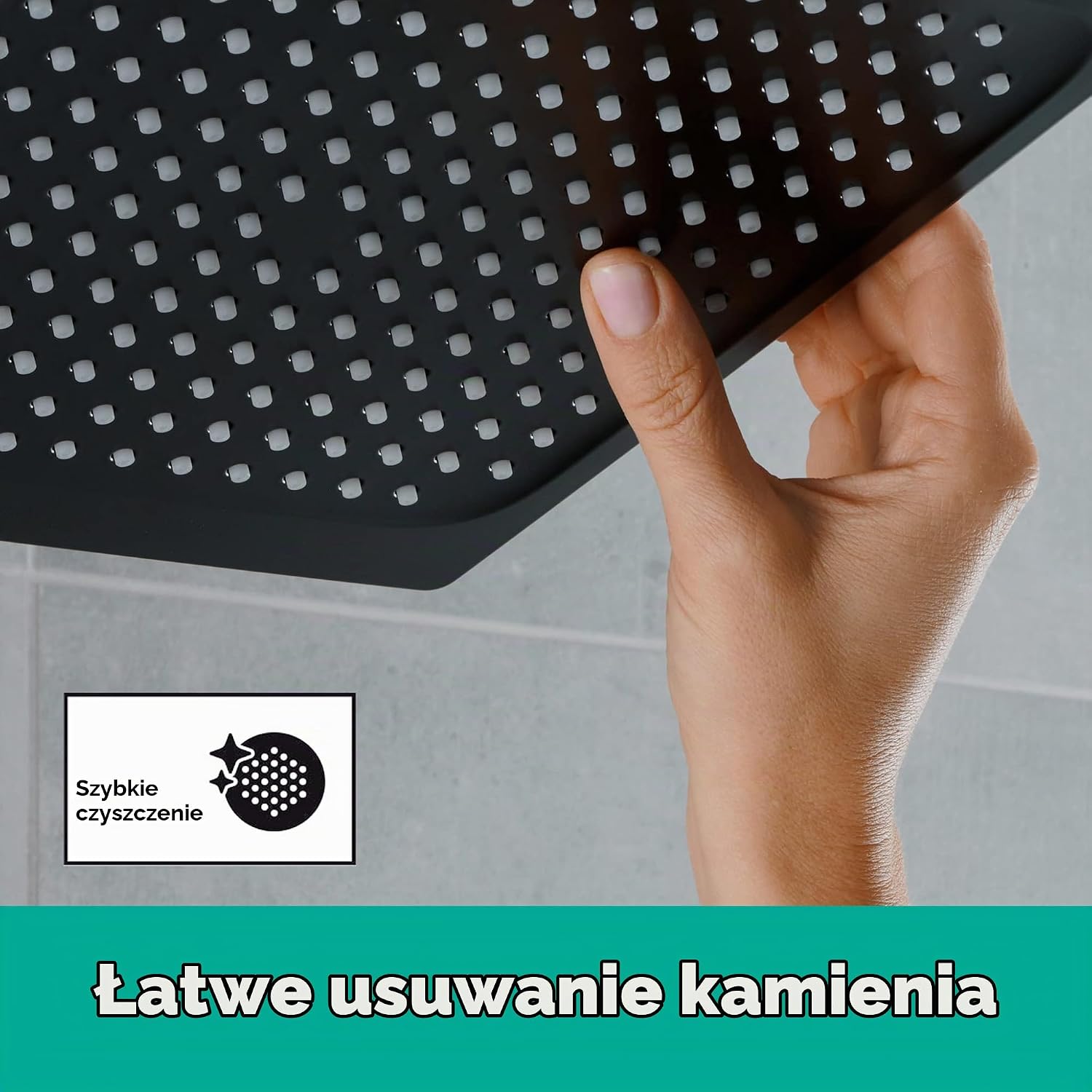 Detalle de hansgrohe Vernis Shape 26283670 – deszczownica 230 × 170 mm, EcoSmart, czarny mat