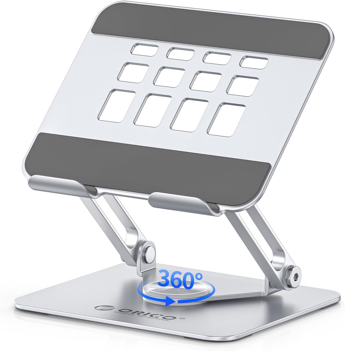 ORICO Support tablette à rotation 360° FB2 (jusqu’à 13") – support de bureau portable pliable pour iPad et Kindles, argent