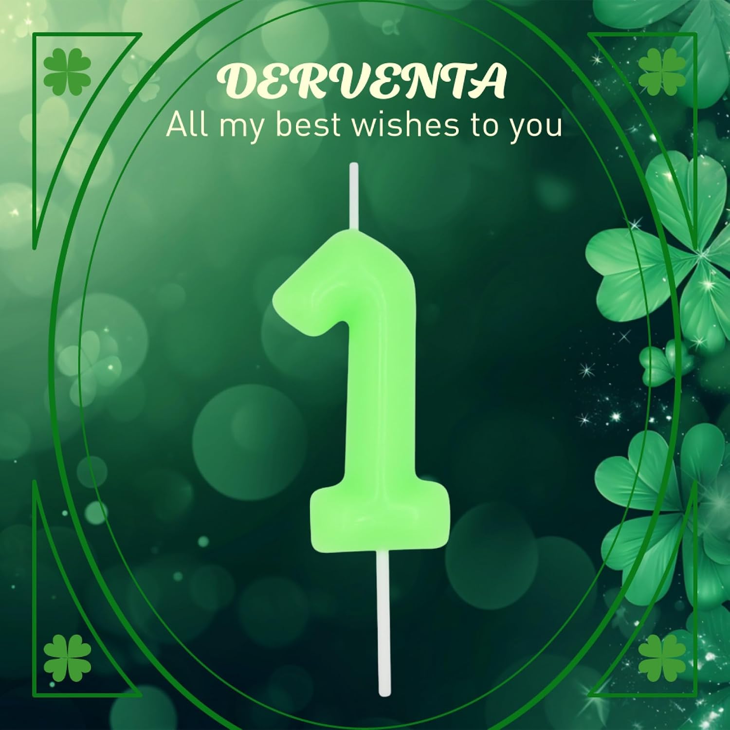 Detalle de DERVENTA Luminous Green Number Candle 6 | 2.36 inch smokeless wax cake topper for birthdays and anniversaries