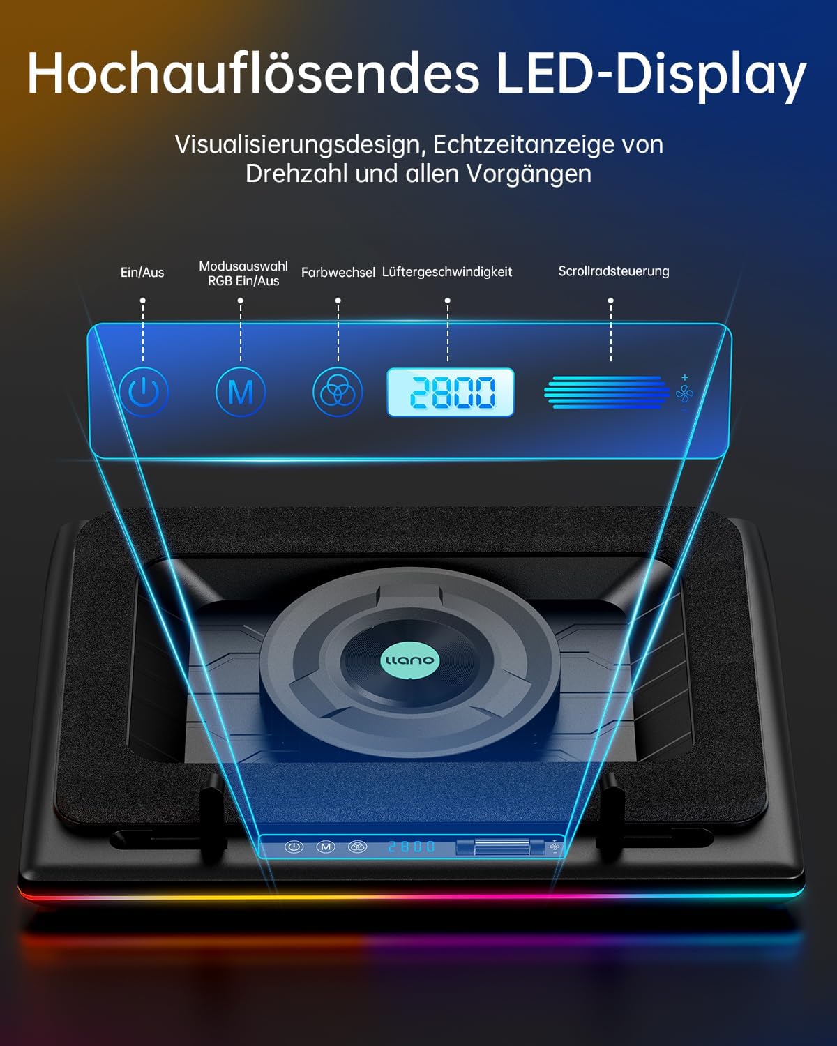 Detalle de llano Gaming Laptop Kühler Kühlpad 14 cm