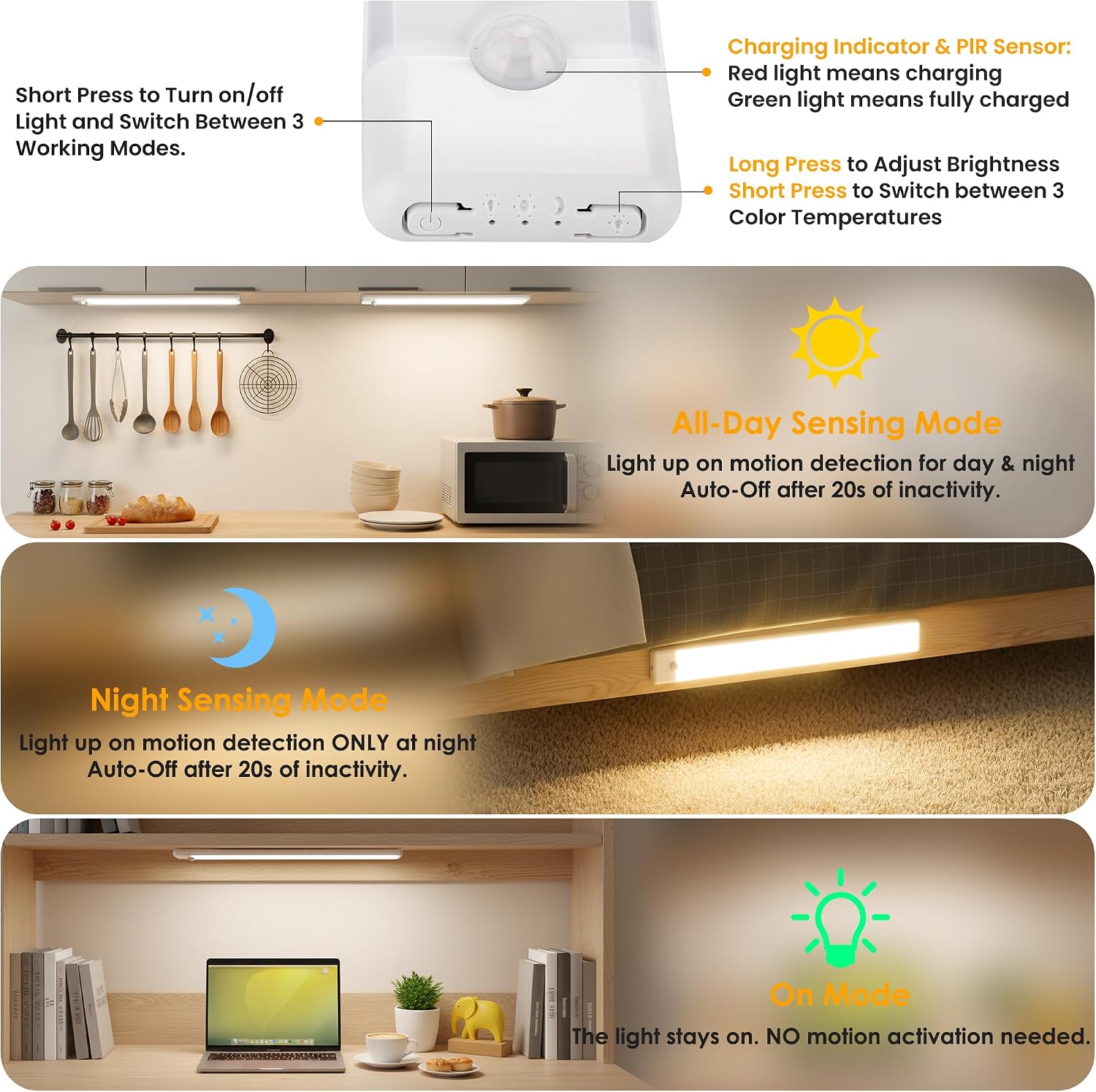 Detalle de YLXS Under-Cabinet Lights, 5-Pack