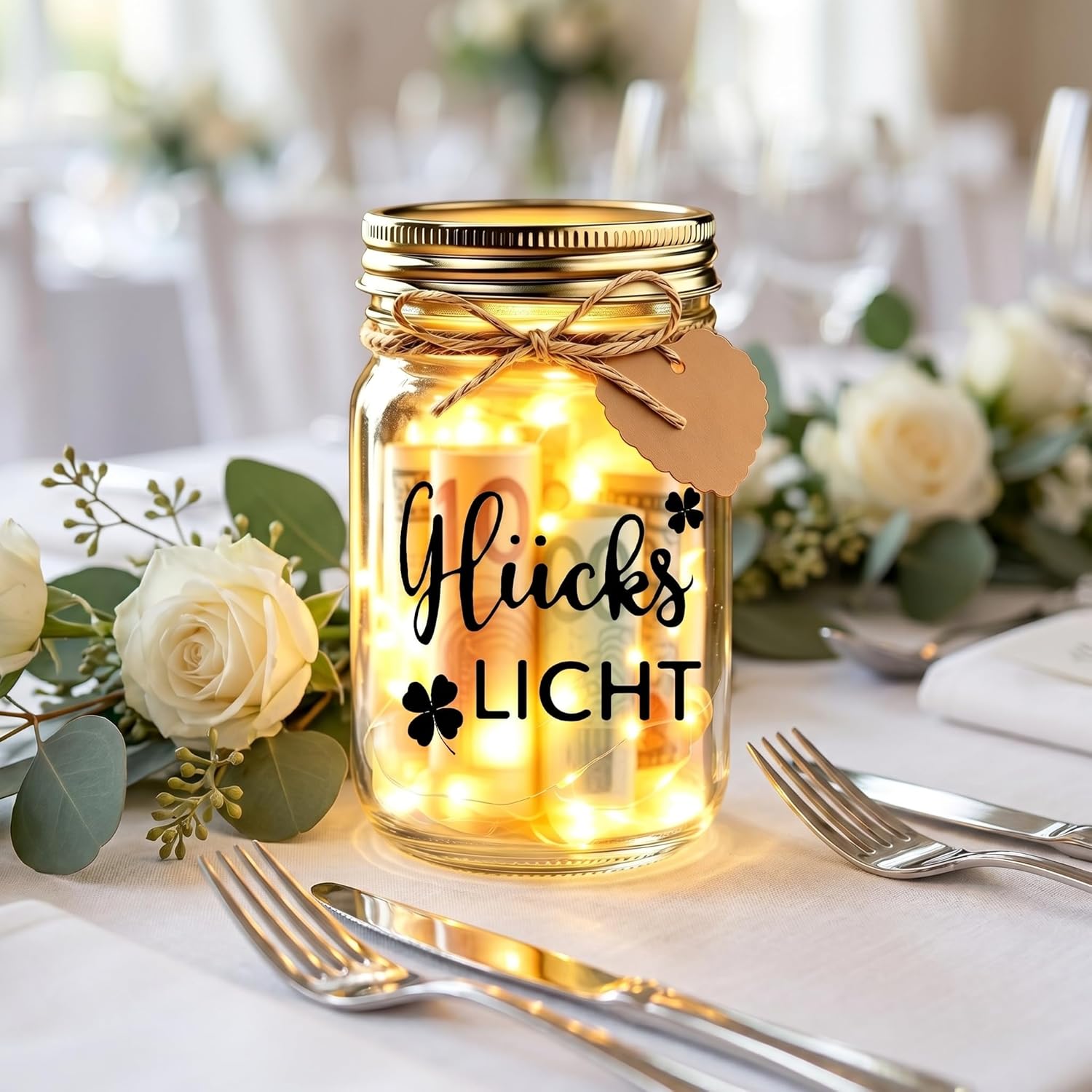 Thumbnail 6 de Johiux Glückslicht LED-Flaschenlicht mit „Glück zurück“ für Geldgeschenke