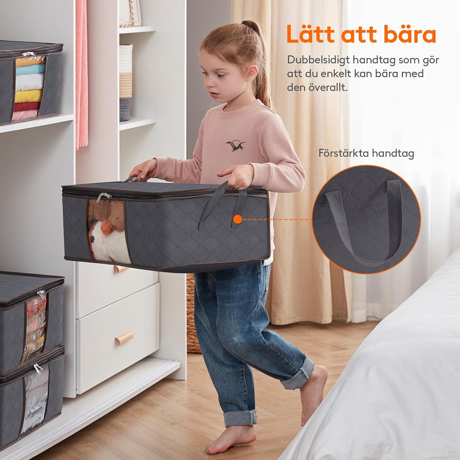 Detalle de Lifewit LF230205 förvaringslådor, 35 liter, vikbara med fönster, 6-pack