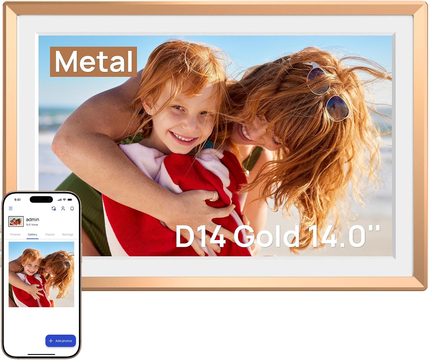 ARZOPA 14 Inch Metal Digital Photo Frame with Free Unlimited Cloud Storage