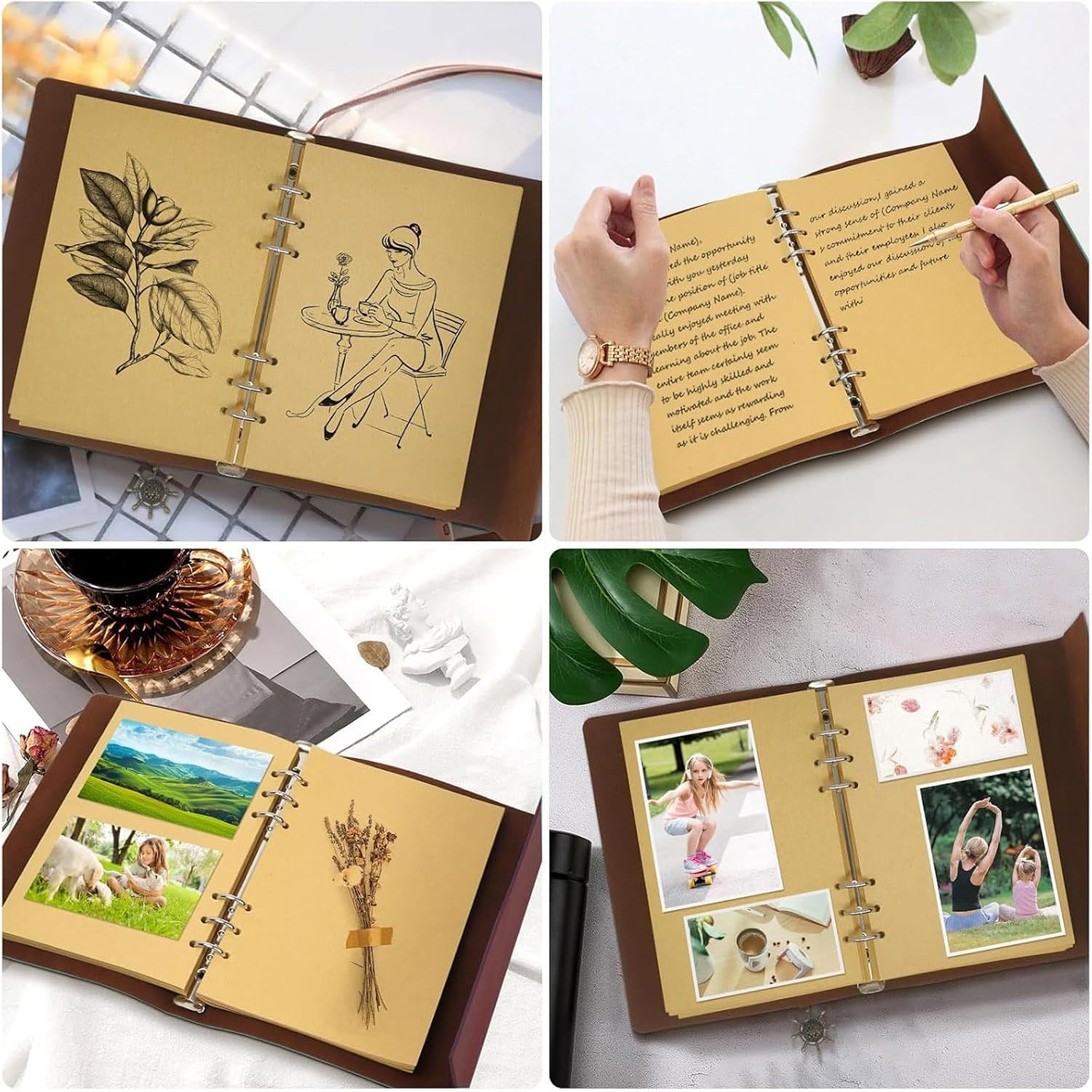 Detalle 2 de Aomiduo Weltkarte Notizbuch 200 Seiten – Nachfüllbar, A5, PU-Leder, 6 Metallringe