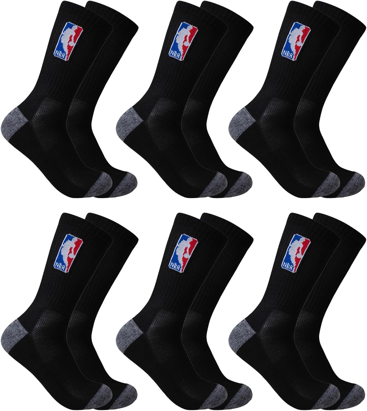 Detalle de Ultra Game NBA Cushioned Crew Socks 6-Pack
