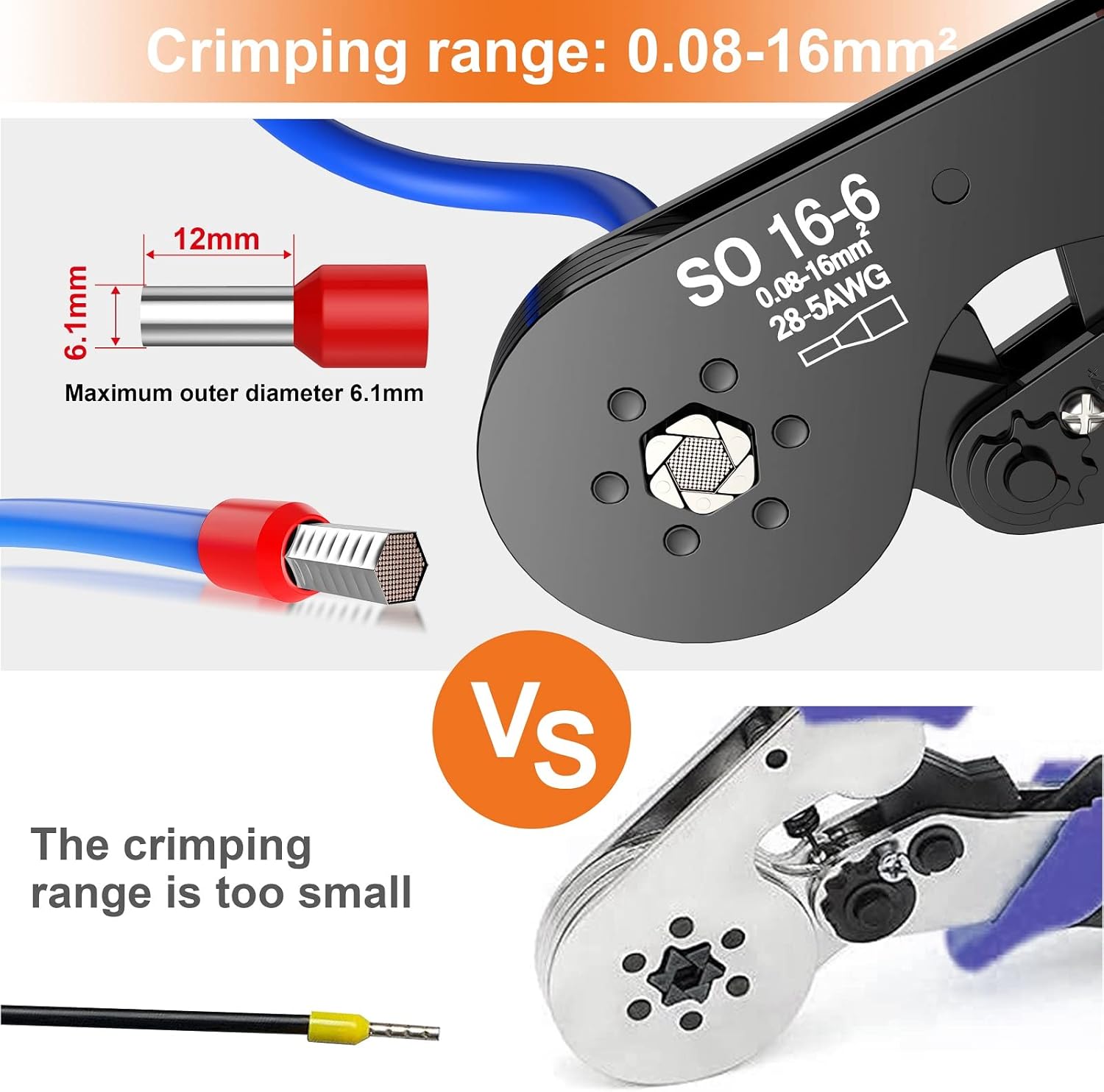 Thumbnail 1 de Crimpzange 0,08 bis 16 mm² für Aderendhülsen