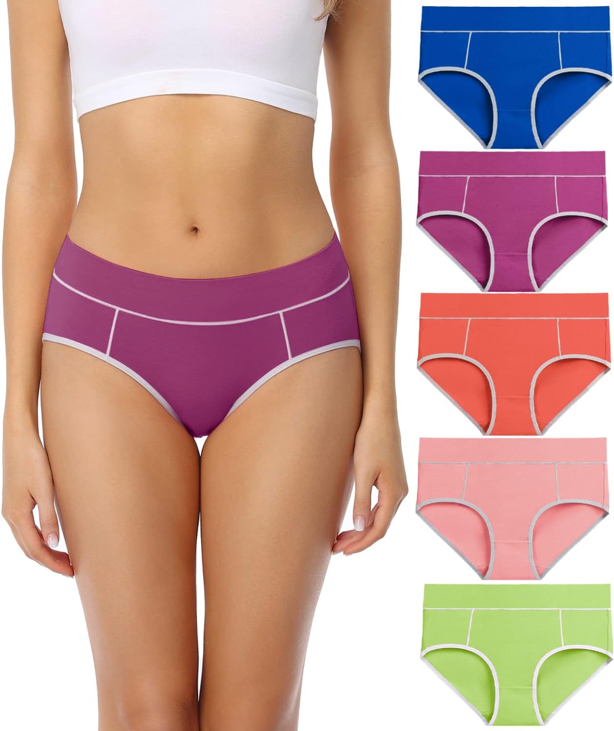 Thumbnail 6 de wirarpa Damen Unterhosen Baumwolle – Taillenslip 5er Pack, hohe Taille