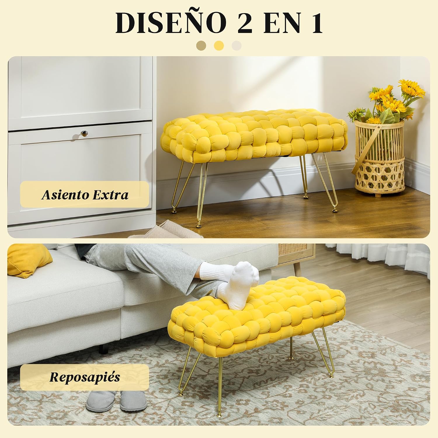 Thumbnail 4 de HOMCOM Banco pie de cama 76x38x41,5 cm