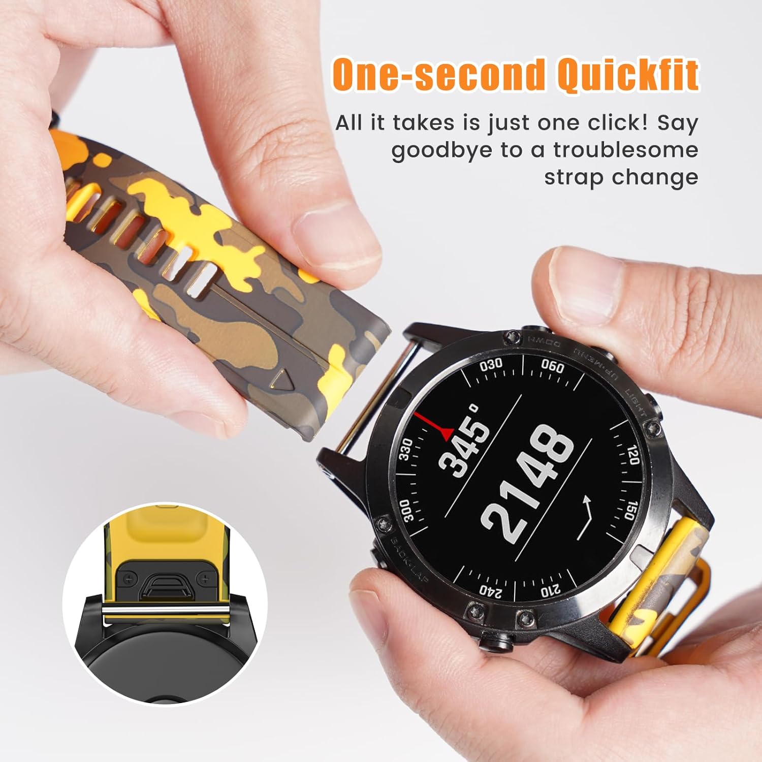 Thumbnail 3 de Replacement 22mm Quick Release Watch Strap for Garmin Fenix/Forerunner/Approach/Instinct (8 colours)