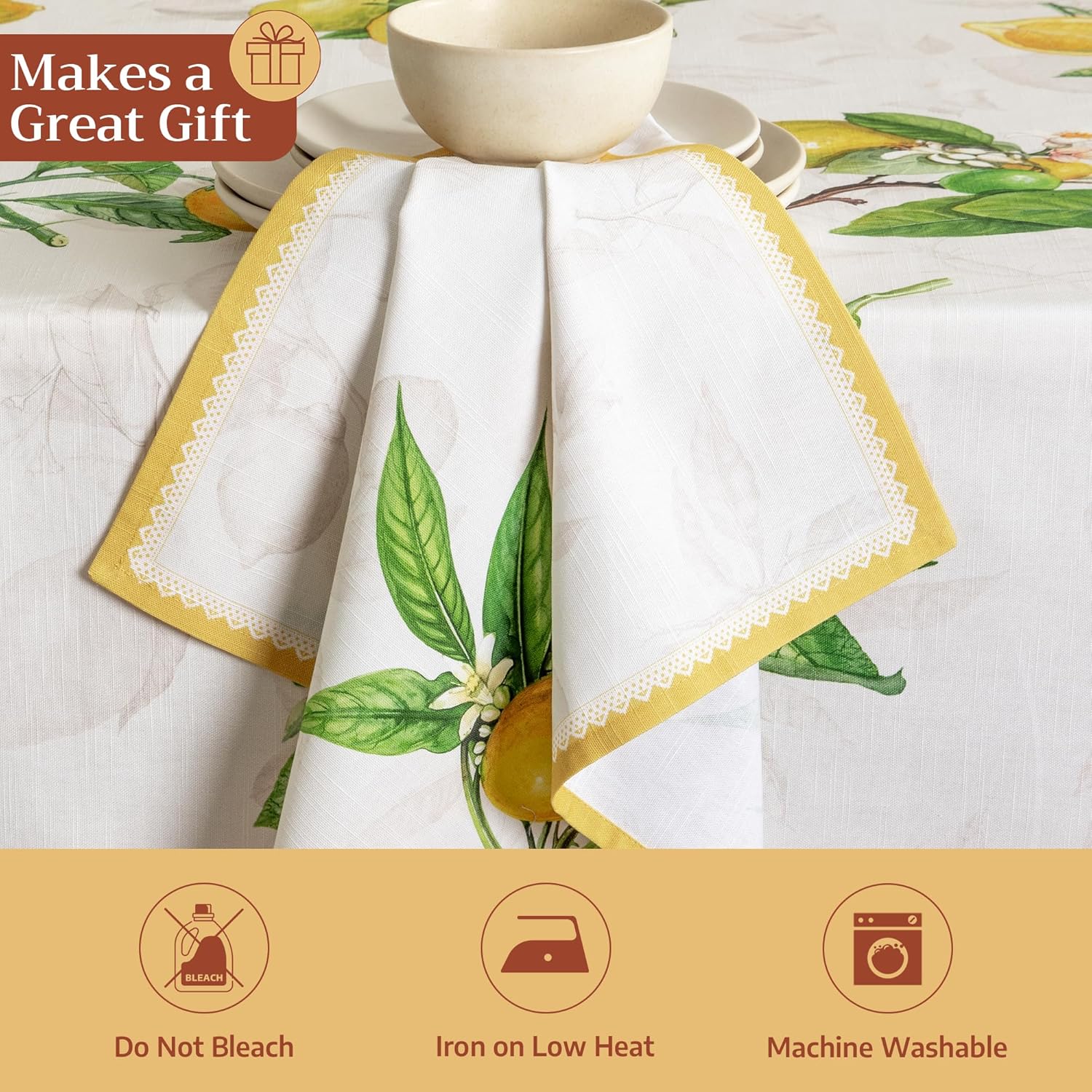 Detalle de Maison d'Hermine 100% Cotton Cloth Napkins Set of 4 (Limoncello) 20" x 20