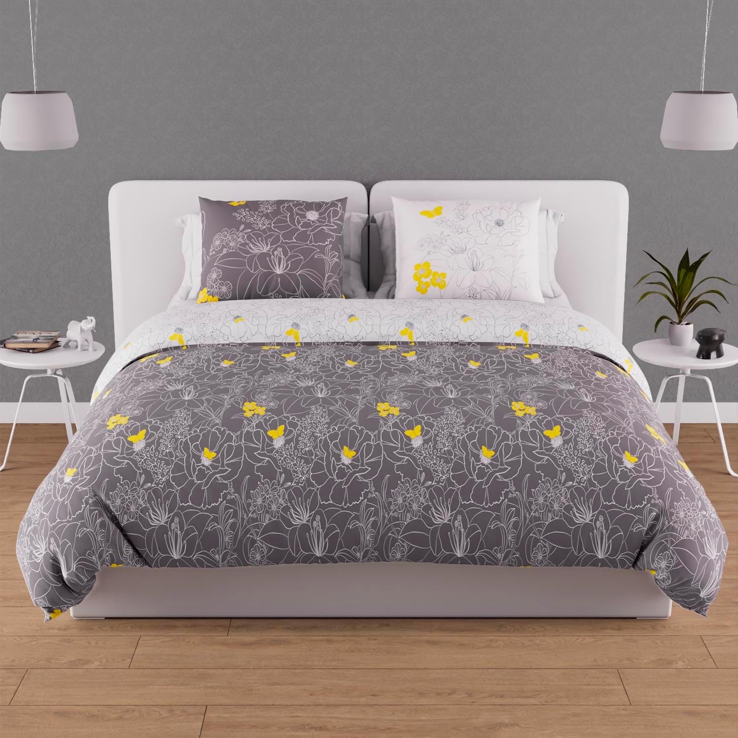 Thumbnail 6 de Soleil d'ocre Parure Housse de Couette 240x220 cm Lisa Anthracite 57 fils/cm²