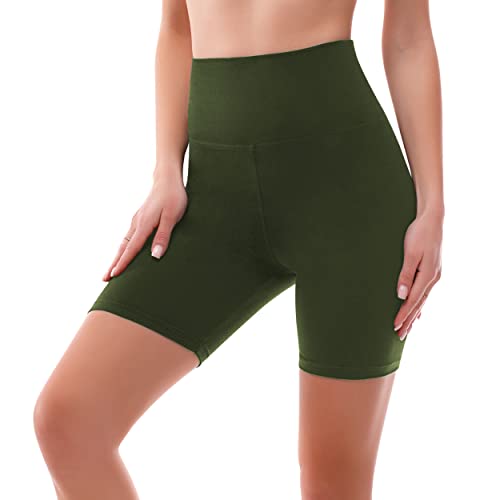 Detalle de SINOPHANT Short Femme Sport été à Taille Haute – Short Court Anti-Frottement Armygreen (L-XL)