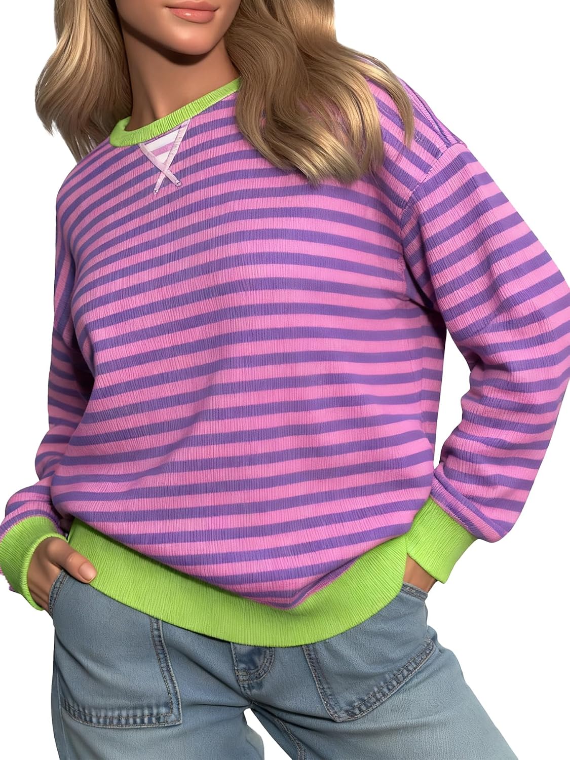 Thumbnail 6 de Dressmine Cotton Striped Sweatshirt 50% Cotton