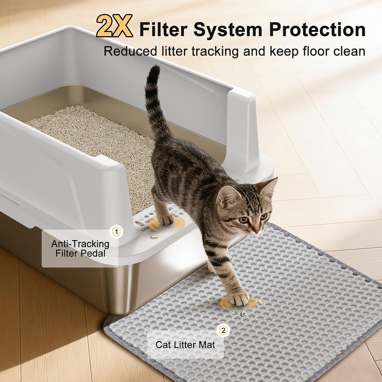 Thumbnail 2 de FURTIME Stainless Steel Cat Litter Box