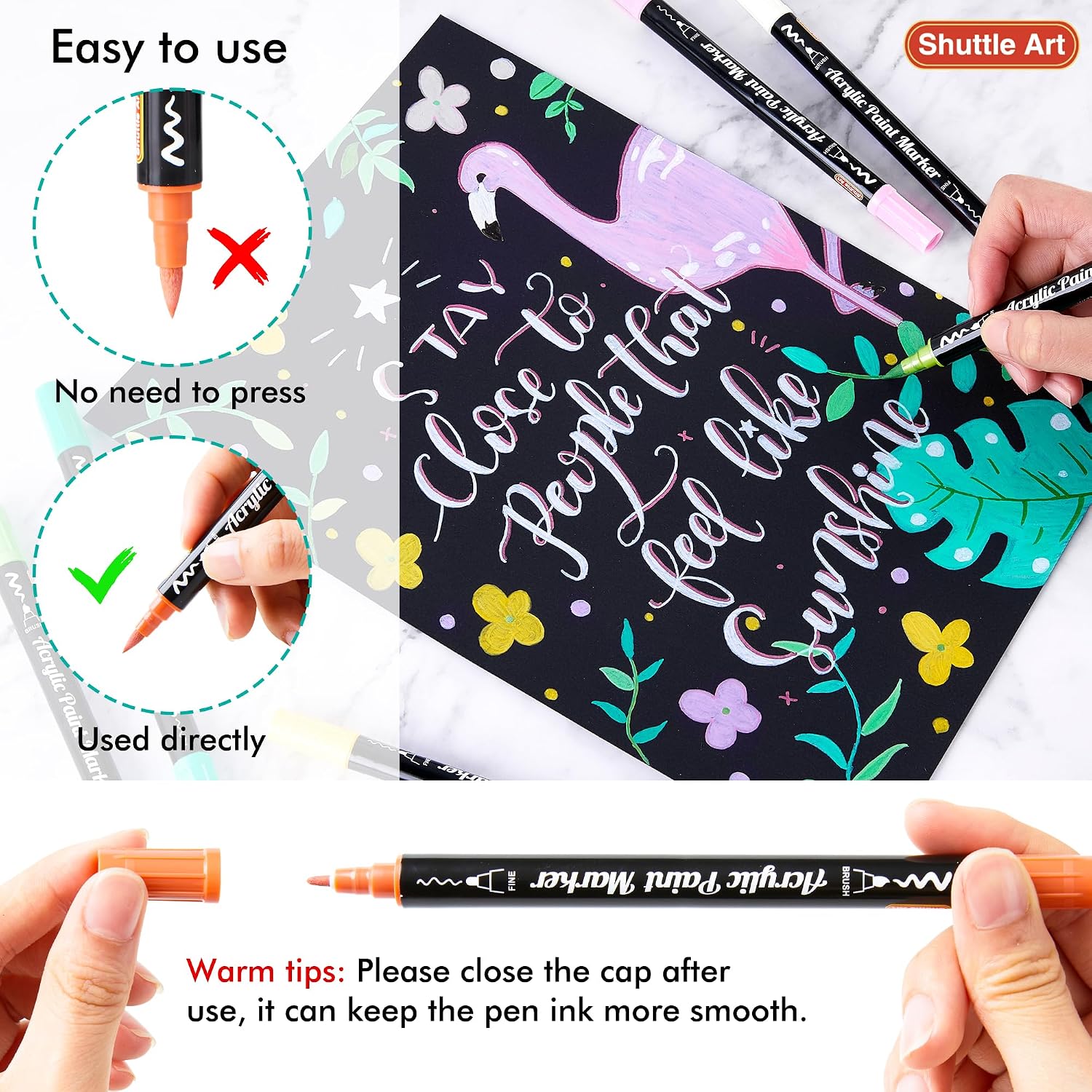 Detalle 2 de Shuttle Art Dual Tip Acrylic Paint Pens 28-pack 🎨