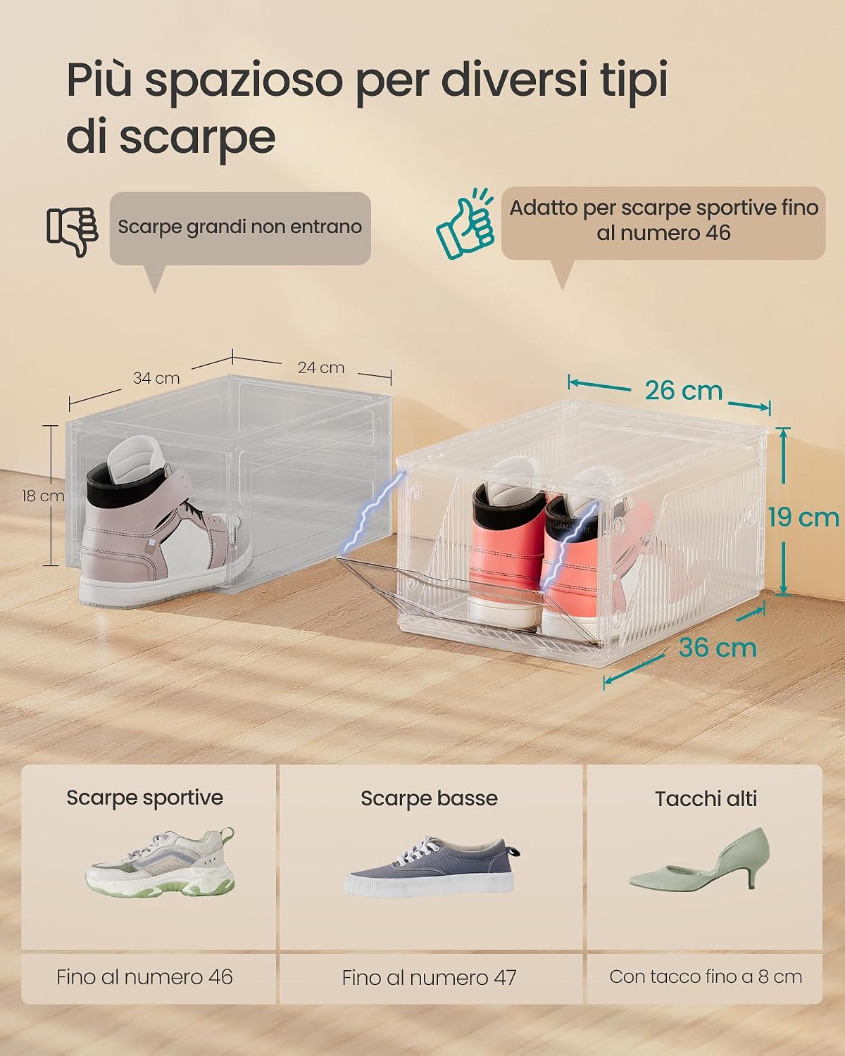 Thumbnail 4 de SONGMICS 6 scatole per scarpe LSP806WH01